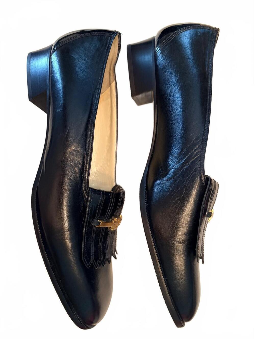VINTAGE NWOT Bally Black Loafer Pumps 8.5 EU/11 M US - Picture 7 of 9